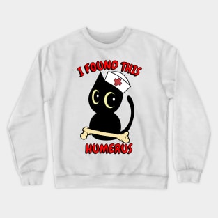 Funny black Cat tells a lame joke Crewneck Sweatshirt